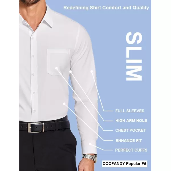 COOFANDY Men's Slim Fit Dress Shirts Long Sleeve Business Formal Shirt Wrinkle Free Button Down Shirts with Pocket