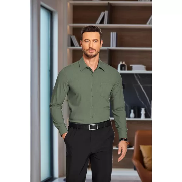 COOFANDY Men's Slim Fit Dress Shirts Long Sleeve Business Formal Shirt Wrinkle Free Button Down Shirts with Pocket