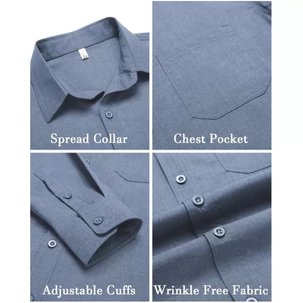 COOFANDY Men's Slim Fit Dress Shirts Long Sleeve Business Formal Shirt Wrinkle Free Button Down Shirts with Pocket