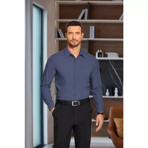 COOFANDY Men's Slim Fit Dress Shirts Long Sleeve Business Formal Shirt Wrinkle Free Button Down Shirts with Pocket