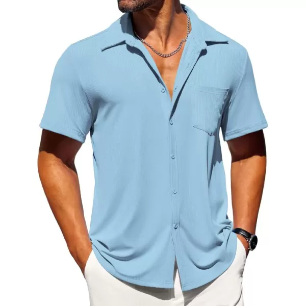 COOFANDY Mens Button Down Shirts Short Sleeve Casual Summer Beach Shirts Textured Shirt