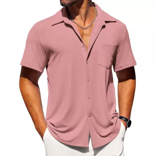 COOFANDY Mens Button Down Shirts Short Sleeve Casual Summer Beach Shirts Textured Shirt