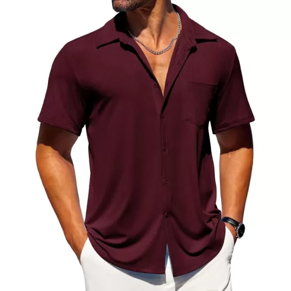 COOFANDY Mens Button Down Shirts Short Sleeve Casual Summer Beach Shirts Textured Shirt