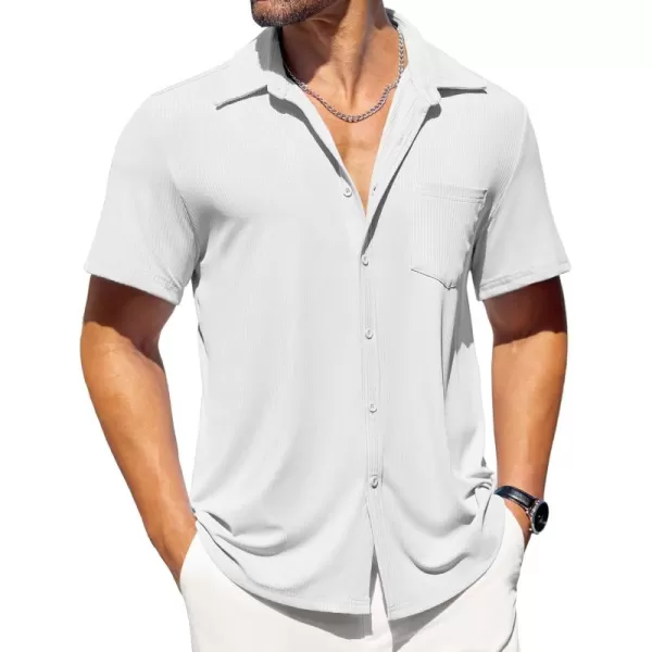 COOFANDY Mens Button Down Shirts Short Sleeve Casual Summer Beach Shirts Textured Shirt