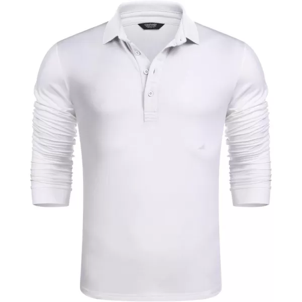 COOFANDY Men's Long Sleeve Polo Shirt Striped Collar Casual Slim Fit Cotton Polo T Shirts
