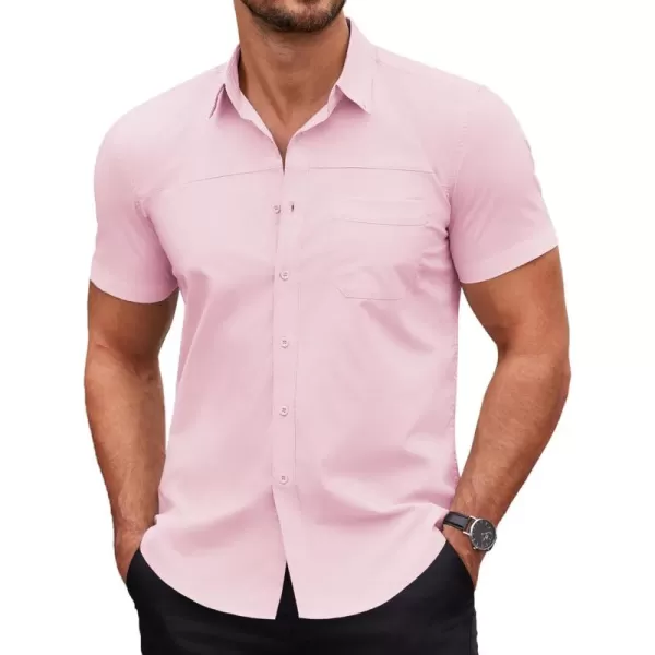 COOFANDY Men's Muscle Fit Dress Shirts Short Sleeve Cotton Casual Button Down Shirt with Pocket