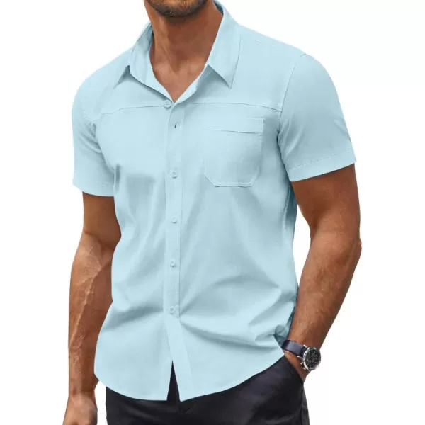 COOFANDY Men's Muscle Fit Dress Shirts Short Sleeve Cotton Casual Button Down Shirt with Pocket