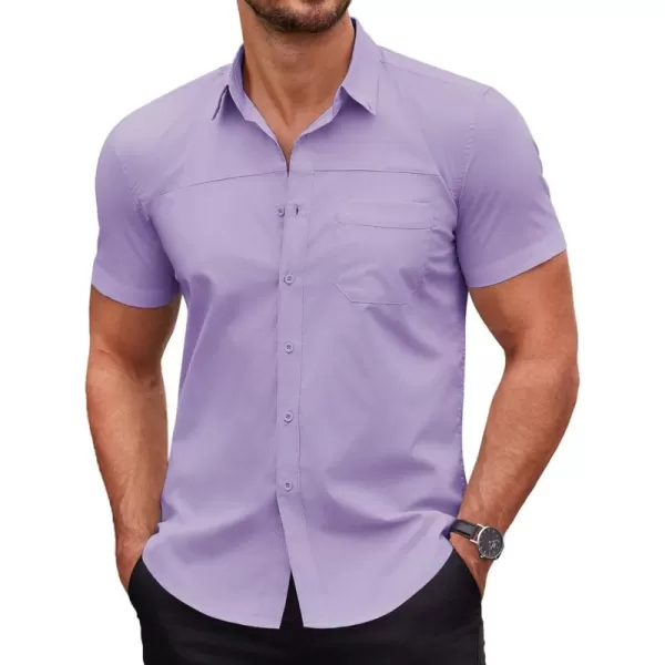 COOFANDY Men's Muscle Fit Dress Shirts Short Sleeve Cotton Casual Button Down Shirt with Pocket