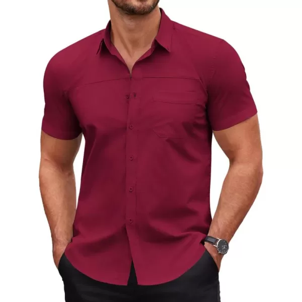 COOFANDY Men's Muscle Fit Dress Shirts Short Sleeve Cotton Casual Button Down Shirt with Pocket