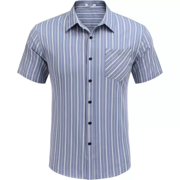 COOFANDY Men's Short Sleeve Button Down Shirt Plaid Shirt Regular Fit Button Up Shirts