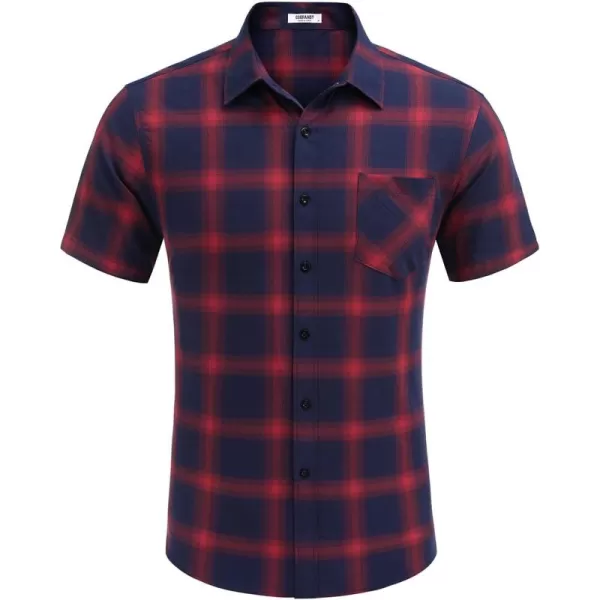 COOFANDY Men's Short Sleeve Button Down Shirt Plaid Shirt Regular Fit Button Up Shirts