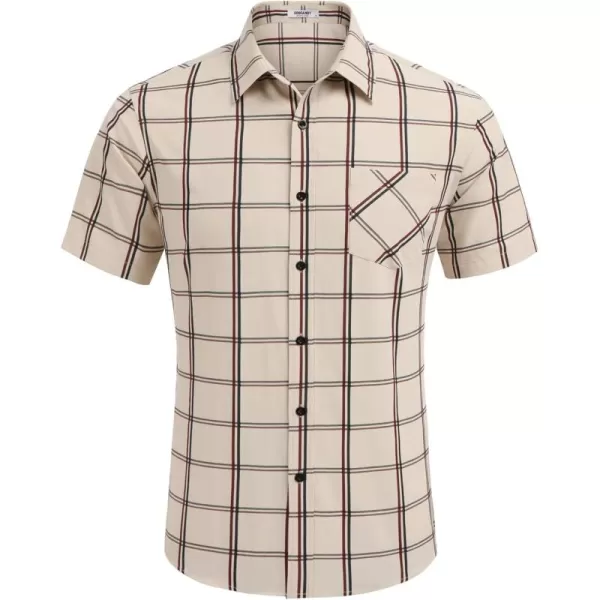 COOFANDY Men's Short Sleeve Button Down Shirt Plaid Shirt Regular Fit Button Up Shirts