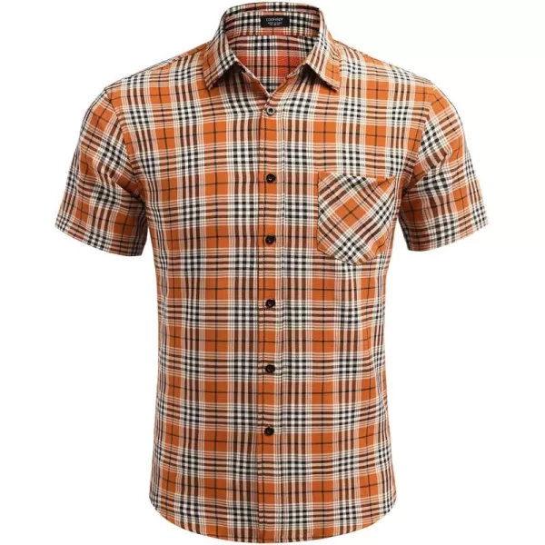 COOFANDY Men's Short Sleeve Button Down Shirt Plaid Shirt Regular Fit Button Up Shirts