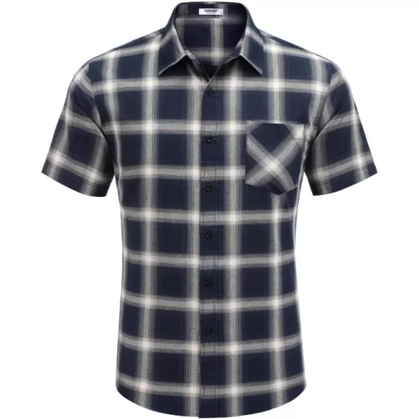 COOFANDY Men's Short Sleeve Button Down Shirt Plaid Shirt Regular Fit Button Up Shirts