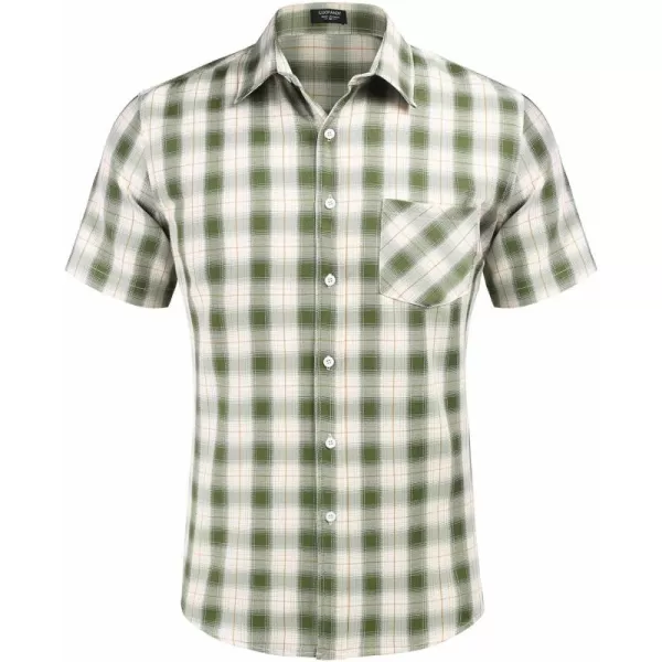 COOFANDY Men's Short Sleeve Button Down Shirt Plaid Shirt Regular Fit Button Up Shirts