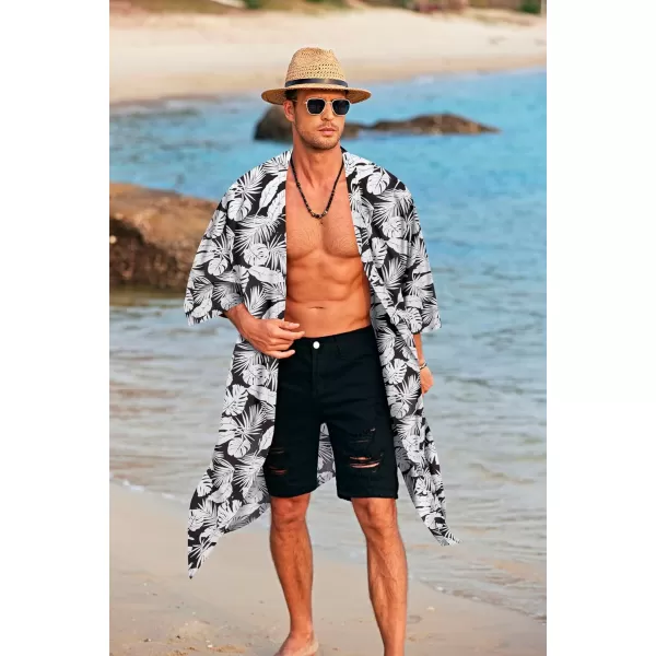 COOFANDY Men's Lightweight Kimono Robe Jacket Printed Japanese Style Bathrobes Casual Open Front Long Cardigan Coat Outwear