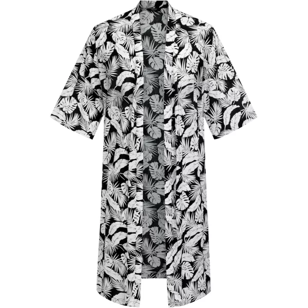 COOFANDY Men's Lightweight Kimono Robe Jacket Printed Japanese Style Bathrobes Casual Open Front Long Cardigan Coat Outwear