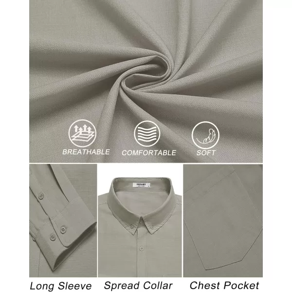 COOFANDY Men's Long Sleeve Button Down Shirts Casual Cotton Linen Shirts Untucked Summer Beach Shirt
