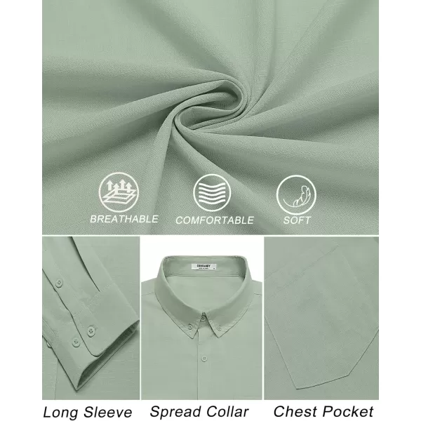 COOFANDY Men's Long Sleeve Button Down Shirts Casual Cotton Linen Shirts Untucked Summer Beach Shirt