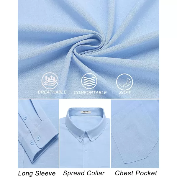 COOFANDY Men's Long Sleeve Button Down Shirts Casual Cotton Linen Shirts Untucked Summer Beach Shirt