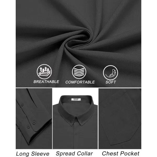 COOFANDY Men's Long Sleeve Button Down Shirts Casual Cotton Linen Shirts Untucked Summer Beach Shirt