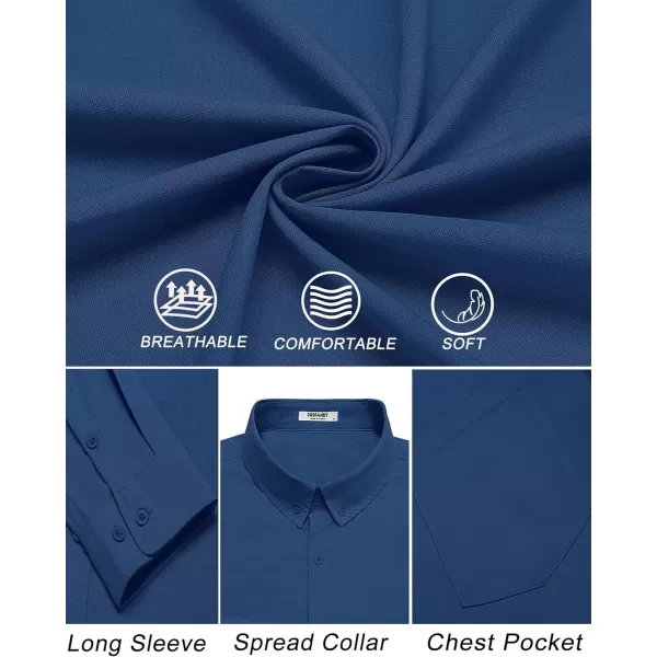 COOFANDY Men's Long Sleeve Button Down Shirts Casual Cotton Linen Shirts Untucked Summer Beach Shirt