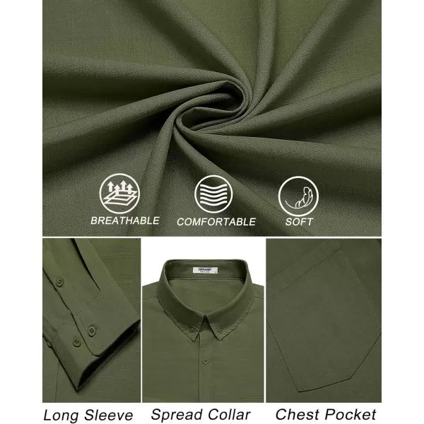 COOFANDY Men's Long Sleeve Button Down Shirts Casual Cotton Linen Shirts Untucked Summer Beach Shirt