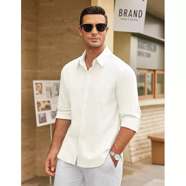 COOFANDY Men's Long Sleeve Button Down Shirts Casual Cotton Linen Shirts Untucked Summer Beach Shirt