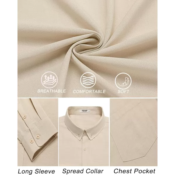 COOFANDY Men's Long Sleeve Button Down Shirts Casual Cotton Linen Shirts Untucked Summer Beach Shirt