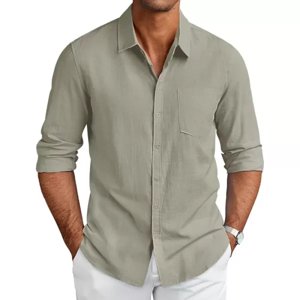 COOFANDY Men's Long Sleeve Button Down Shirts Casual Cotton Linen Shirts Untucked Summer Beach Shirt