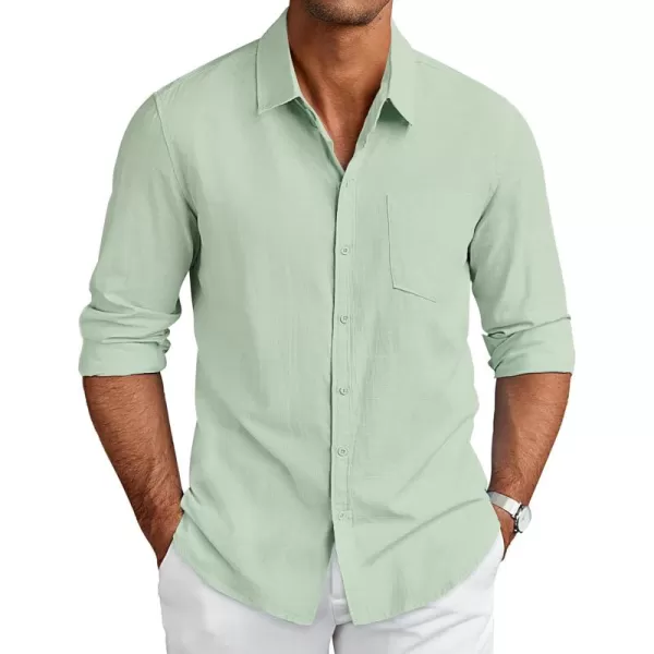 COOFANDY Men's Long Sleeve Button Down Shirts Casual Cotton Linen Shirts Untucked Summer Beach Shirt