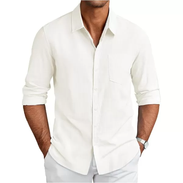 COOFANDY Men's Long Sleeve Button Down Shirts Casual Cotton Linen Shirts Untucked Summer Beach Shirt