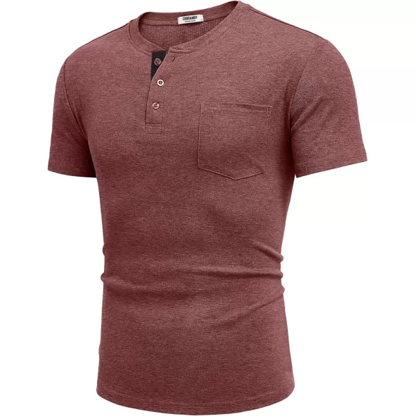 COOFANDY Men Casual Henley Shirt Short Sleeve Summer Basic T Shirt Pocket Soild Button Tee Top