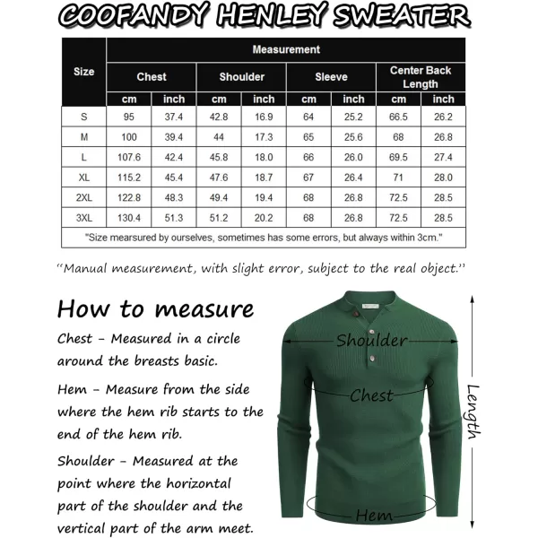 COOFANDY Men Henley Knit Sweater Dress Long Sleeve Button Pullover Sweater Casual Sweater