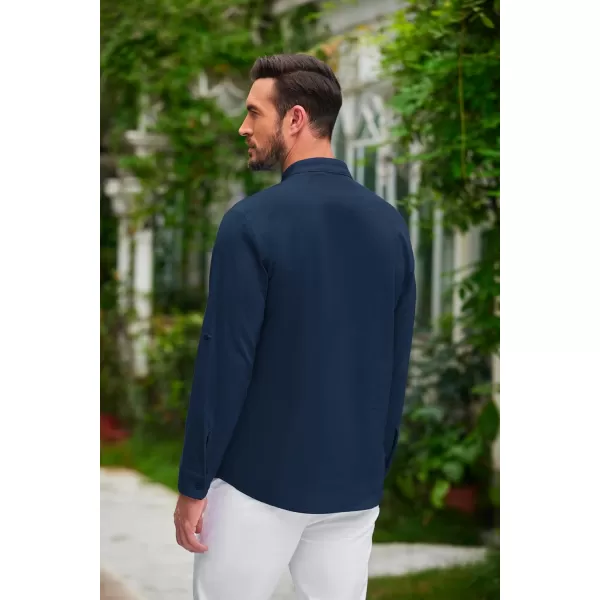 COOFANDY Men Linen Cotton Shirts Beach Hippie Renaissance Medieval Long Sleeve Lace Up Costume