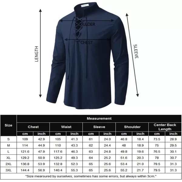 COOFANDY Men Linen Cotton Shirts Beach Hippie Renaissance Medieval Long Sleeve Lace Up Costume