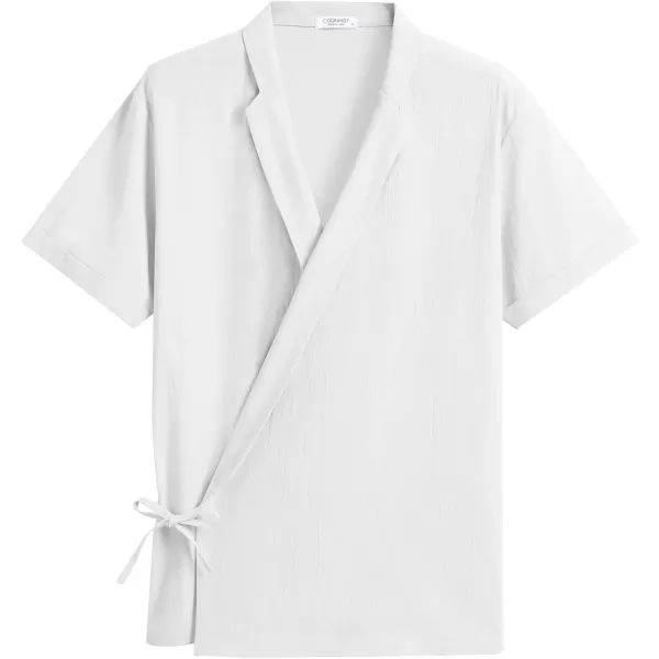 COOFANDY Men's Beach Kimono Shirt Cardigan Jacket Light Linen Short Sleeve Open Front Casual Shirts