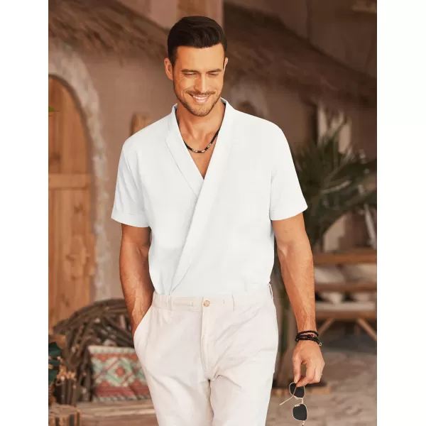 COOFANDY Men's Beach Kimono Shirt Cardigan Jacket Light Linen Short Sleeve Open Front Casual Shirts