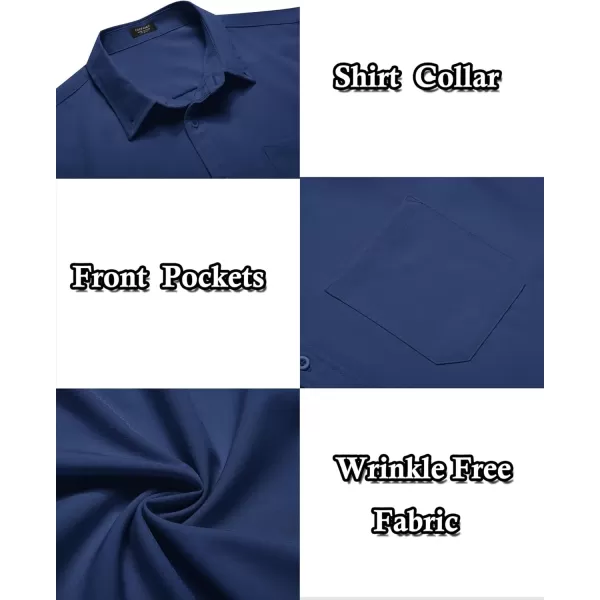 COOFANDY Mens Casual Dress Shirt Short Sleeve Wrinkle Free Dress Shirt Business Casual Shirts