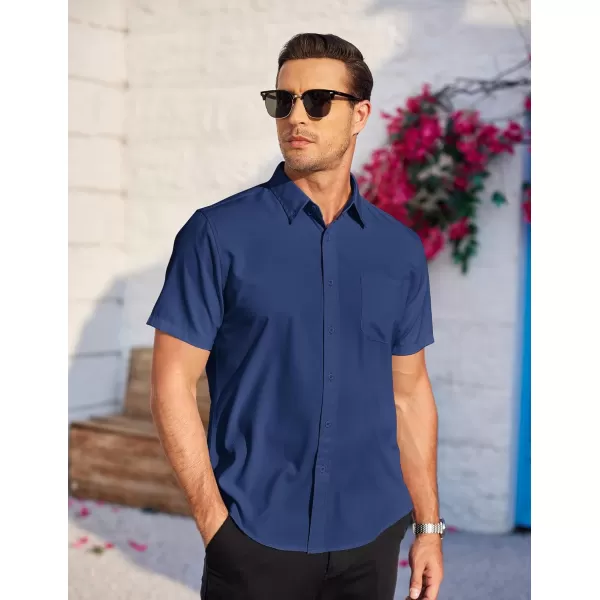 COOFANDY Mens Casual Dress Shirt Short Sleeve Wrinkle Free Dress Shirt Business Casual Shirts