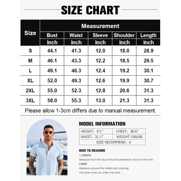 COOFANDY Men's Casual Henley Shirt Short Sleeve Band Collar Linen Shirt Summer Beach Hippie T-Shirts