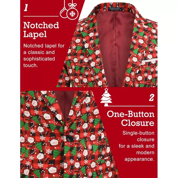 COOFANDY Men's Christmas Blazer One Button Christmas Suit Jacket Xmas Party Jackets Holiday Blazers