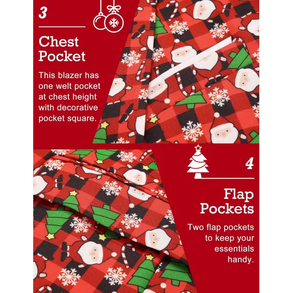 COOFANDY Men's Christmas Blazer One Button Christmas Suit Jacket Xmas Party Jackets Holiday Blazers