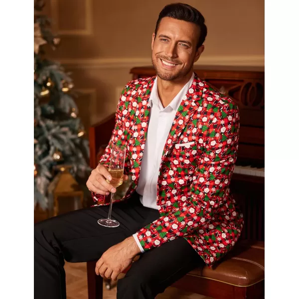 COOFANDY Men's Christmas Blazer One Button Christmas Suit Jacket Xmas Party Jackets Holiday Blazers