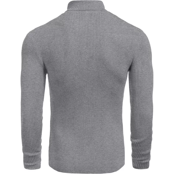COOFANDY Mens Ribbed Slim Fit Knitted Pullover Turtleneck Sweater