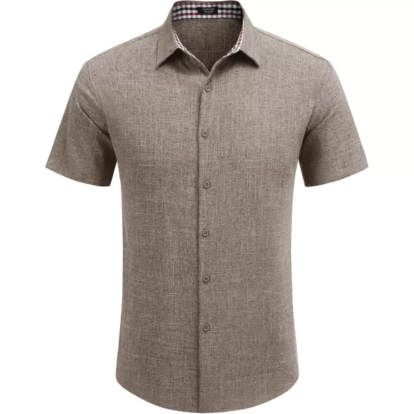 COOFANDY Mens Short Sleeve Button Down Shirts Casual Loose Fit Summer Beach Shirts Linen Texture Shirt