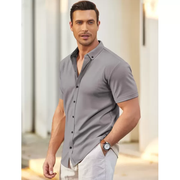 COOFANDY Men's Short Sleeve Wrinkle Free Shirt Button Down Casual Summer Dress Shirts