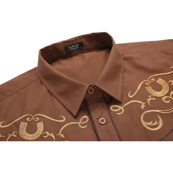 COOFANDY Men's Western Shirts Long Sleeve Slim Fit Embroideres Cowboy Casual Button Down Shirt)
