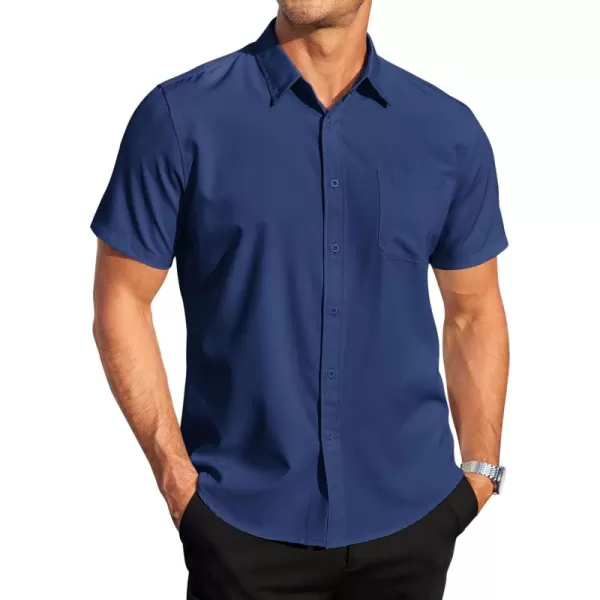 COOFANDY Mens Casual Dress Shirt Short Sleeve Wrinkle Free Dress Shirt Business Casual Shirts
