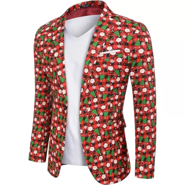 COOFANDY Men's Christmas Blazer One Button Christmas Suit Jacket Xmas Party Jackets Holiday Blazers